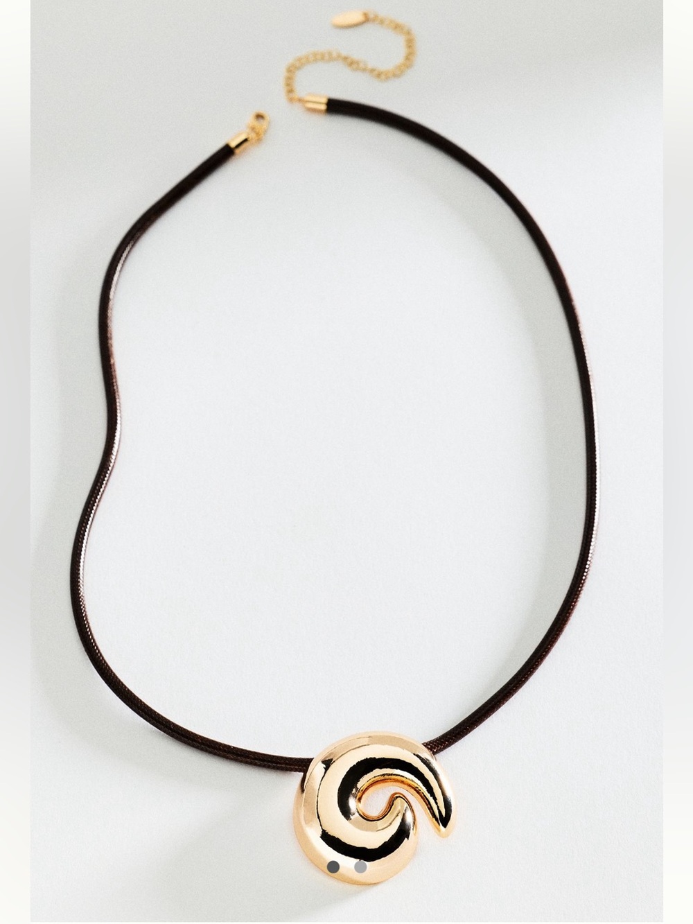 Anthropologie Necklace Corded Swirl Pendant 14K Gold Plated NEW